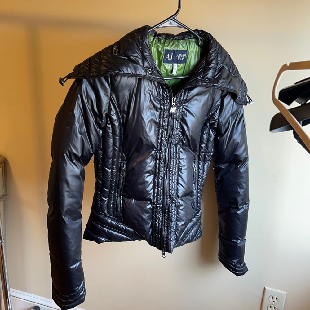 Armani jeans black puffer jacket.